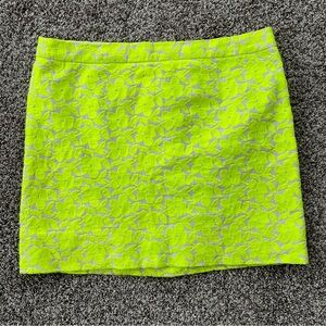 J. Crew Factory | Floral Embroidered Cotton Mini Skirt | Neon Yellow | Size 8